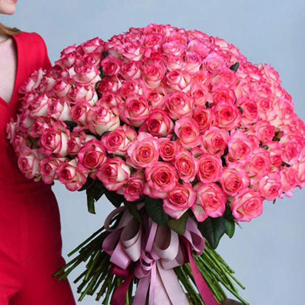 101 Multi-Color Red Roses Bouquet