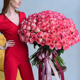 101 Double Shade Pink Roses Bouquet