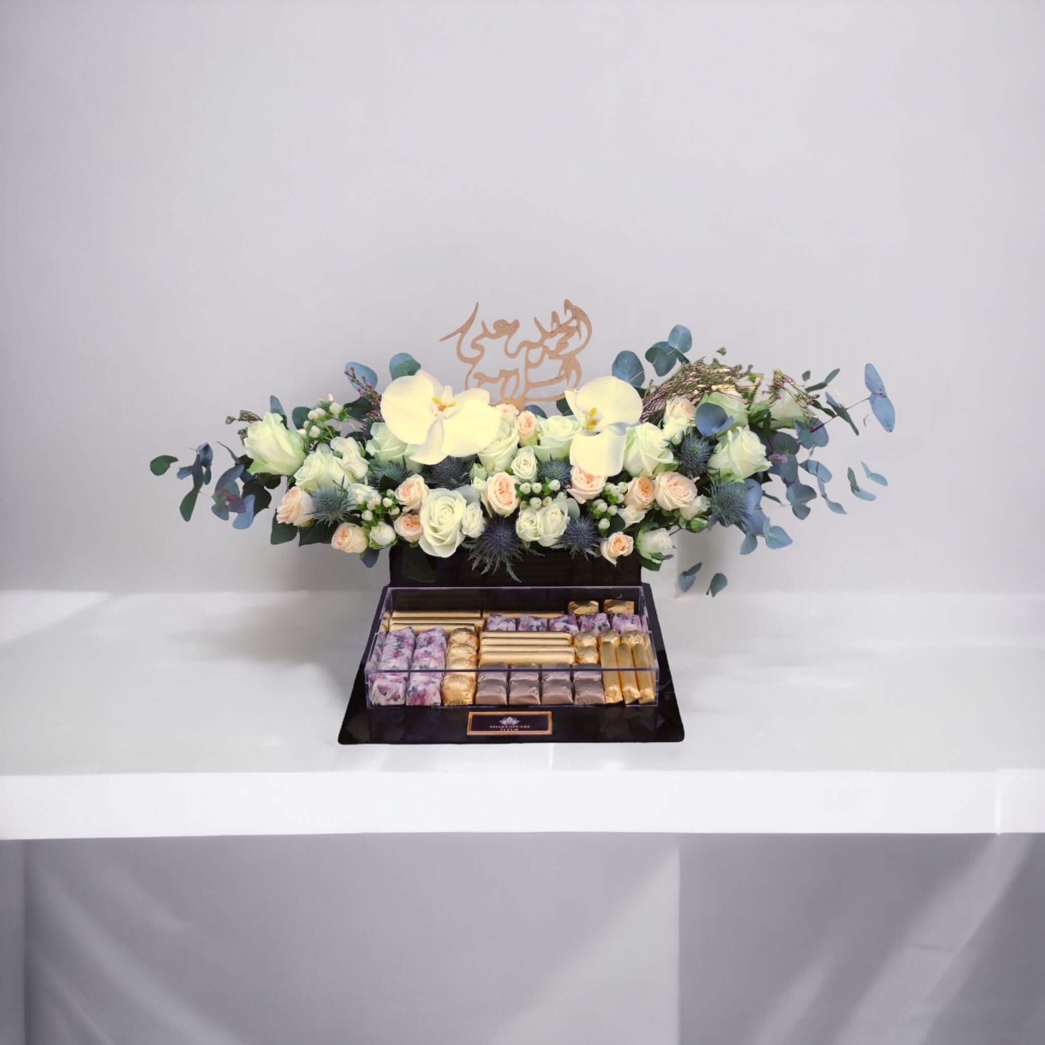 FLOWERS AND CHOCOLATES IN ACRYLIC