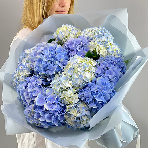 Enchanting 10 Blue Hydrangea Bouquet