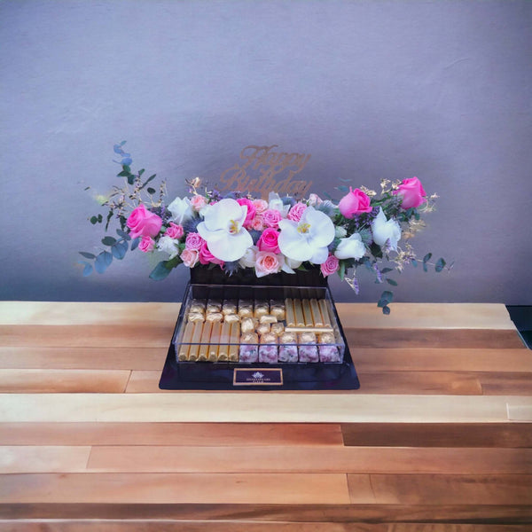 زهور وشوكولاتة HBD 