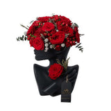 Black Lady Mannequin Head Centerpiece Flower Arrangement