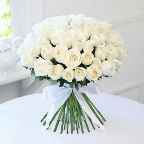 Bouquet of 50 White Roses