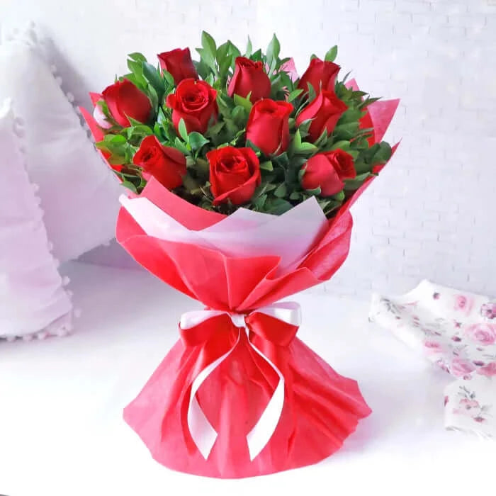Lovely 12 Red Roses Bouquet