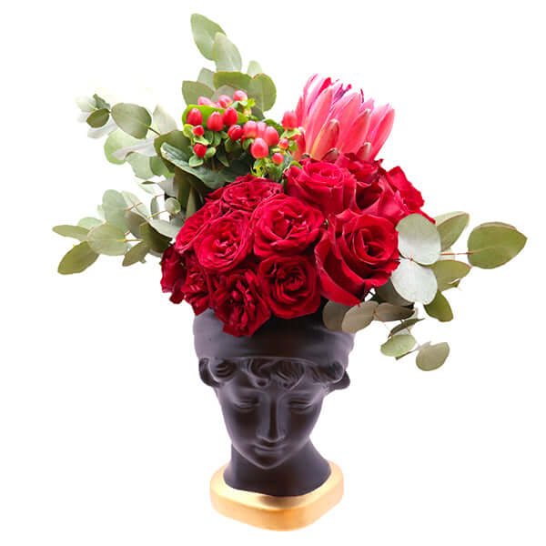 Modern Lady Mannequin Head Centerpiece Flower Arrangement