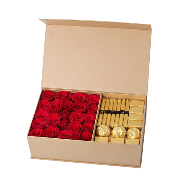 Royal Box of Red Roses and Chocolates