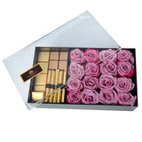 Luxury Box of Purple Roses and Chocolates