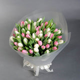 White and Pink Tulips Bouquet
