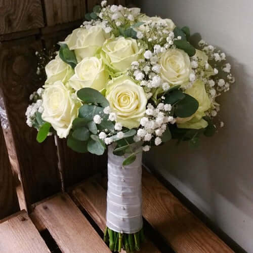 Classic White Rose Bridal Bouquet